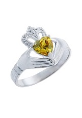 outstanding silver citrine heart baby birthstone ring